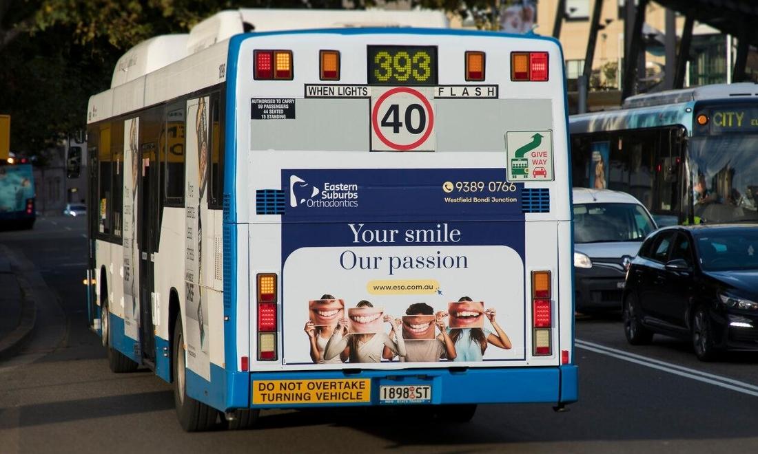 Eastern Suburbs Orthodontics ad on back of bus